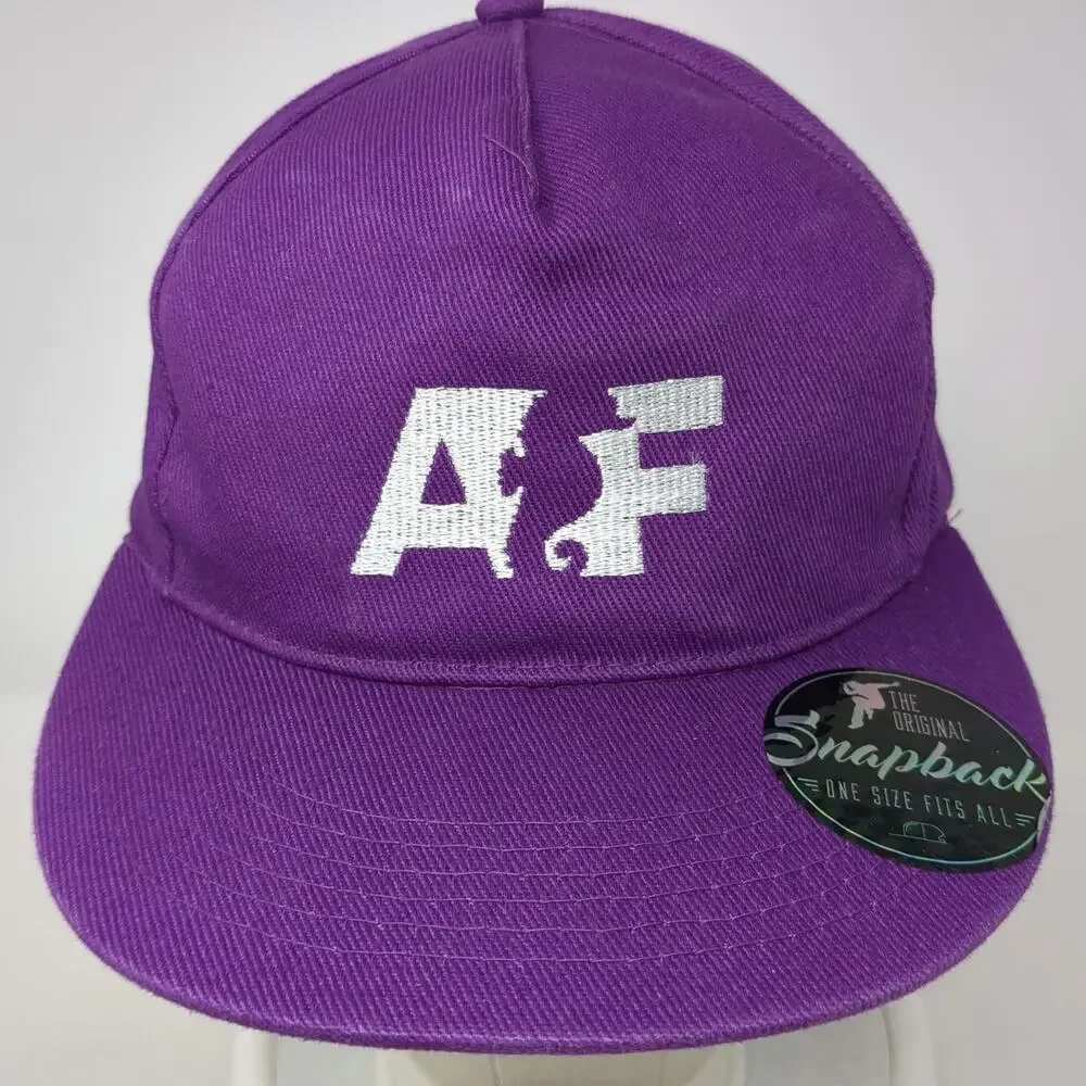 Malfini 5 Panel Purple White One Size Snapback Cotton Flat Brim AF Logo Hat